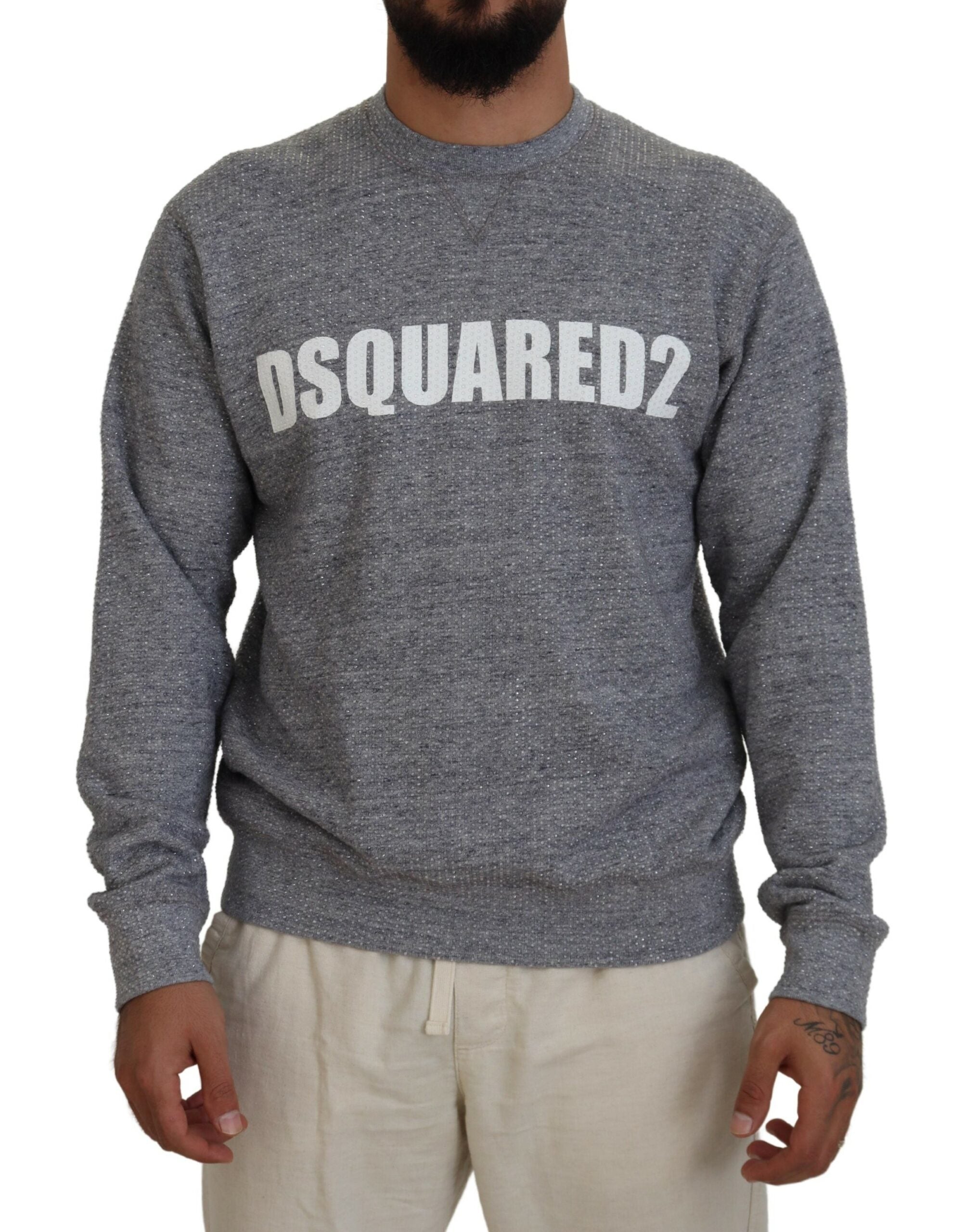 Dsquared² grey sweater with crystal decoration for men